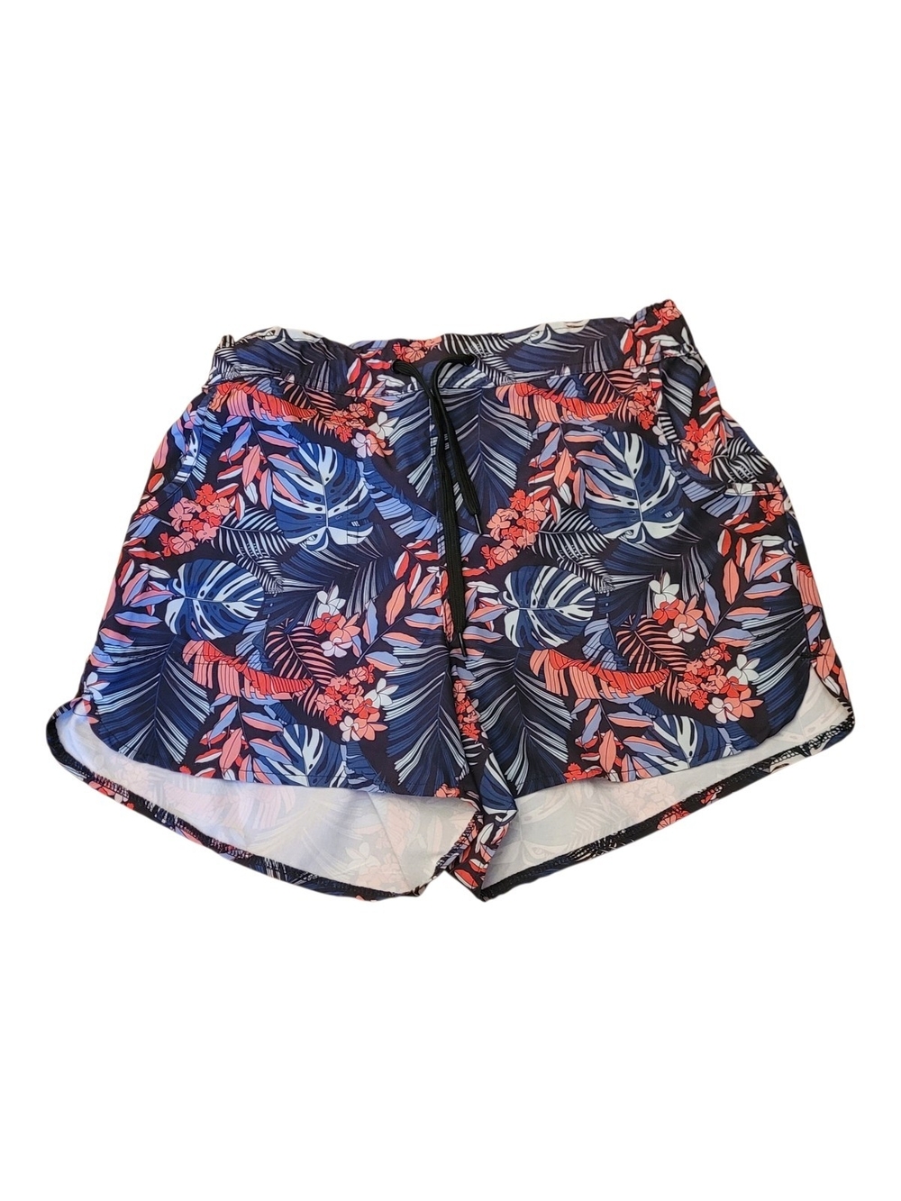 Navy Floral Drawstring Quick-Dry Board Shorts